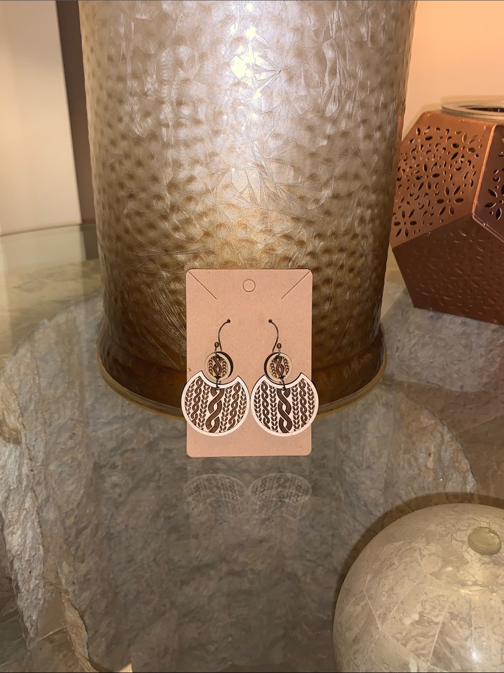 Boho Wooden Filigree Drop Earrings